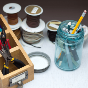 Glass Jar Brush Organizer